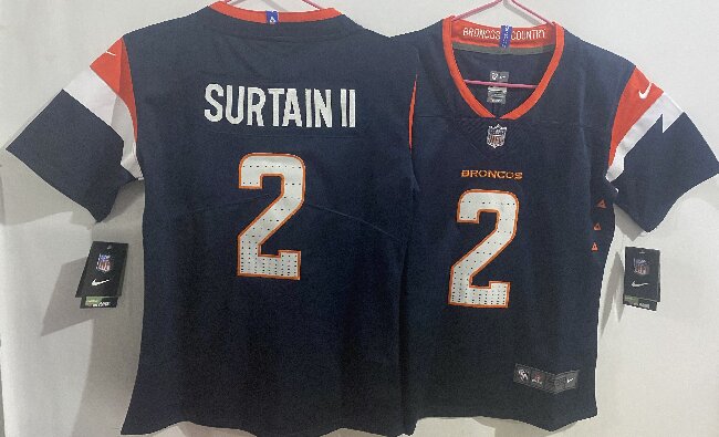 Women's Denver Broncos #2 Pat Surtain II Navy Alternate Stitched Jersey(Run Small)