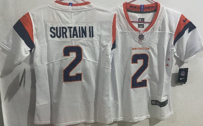 Youth Denver Broncos #2 Pat Surtain II White Stitched Jersey(Run Small)