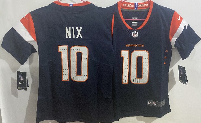 Youth Denver Broncos #10 Bo Nix  Navy Stitched Jersey(Run Small)