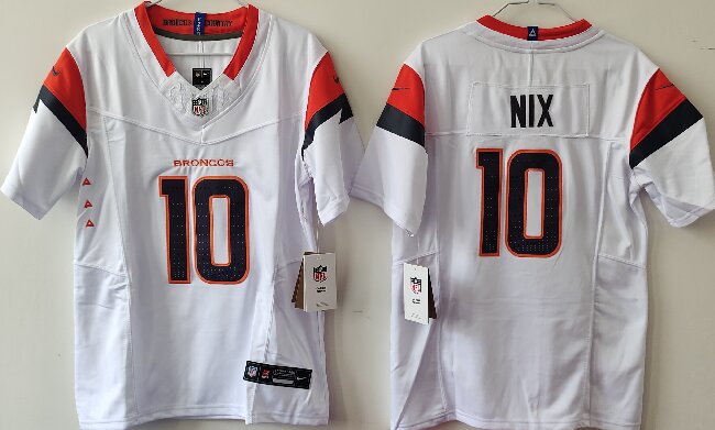 Youth Denver Broncos #10 Bo Nix White F.U.S.E. Alternate Stitched Jersey(Run Small)