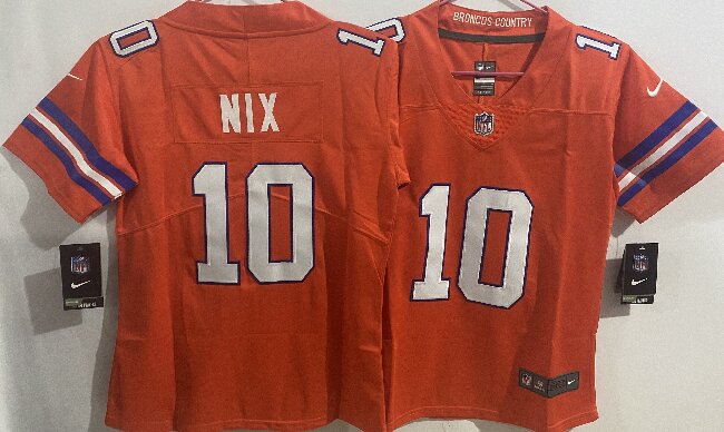 Youth Denver Broncos #10 Bo Nix Orange Mile High Collection 1977 Throwback Stitched Jersey(Run Small)