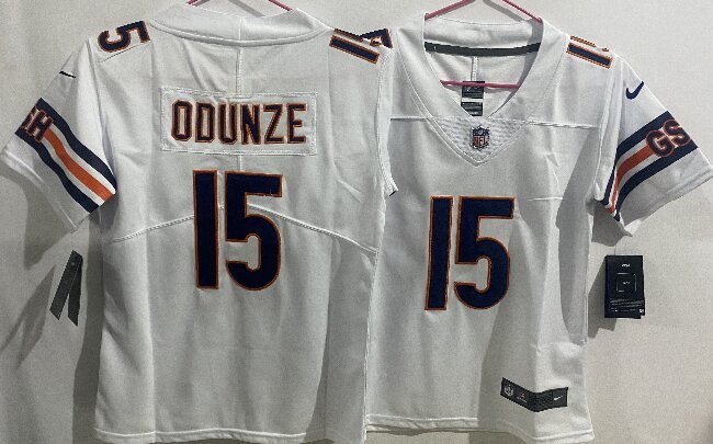 Youth Chicago Bears 15# Rome Odunze  White Vapor Limited Jersey