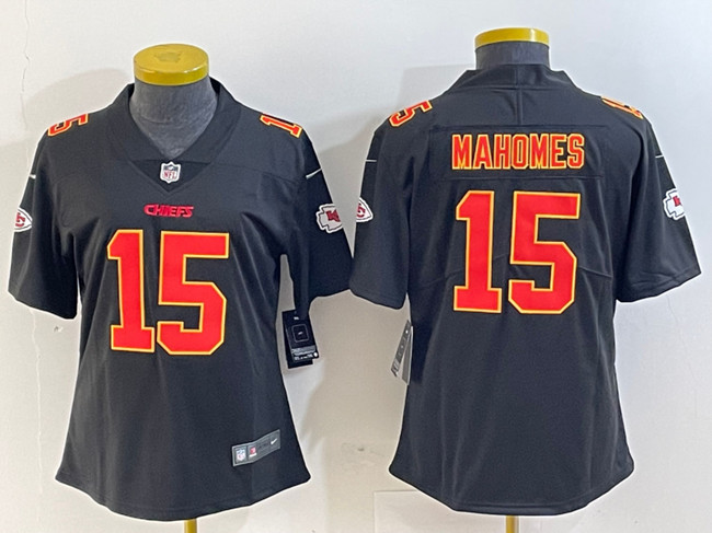 Youth Kansas City Chiefs #15 Patrick Mahomes Black Vapor Untouchable Limited Stitched Football Jersey(Run Small)