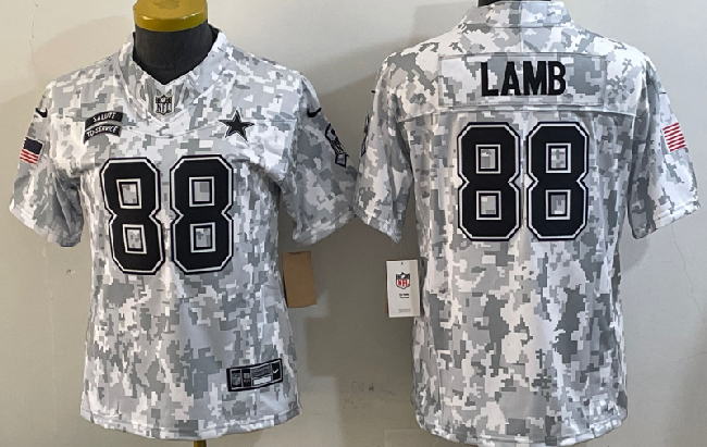 Youth  Dallas Cowboys #88 CeeDee Lamb 2024 FUSE Arctic Camo Salute to Service Limited Stitched Jersey