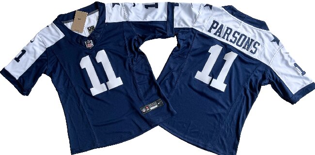 Youth  Dallas Cowboys #11 Micah Parsons Navy White  F.U.S.E. Vapor Thanksgiving Limited Stitched Football Jersey(Run Small）