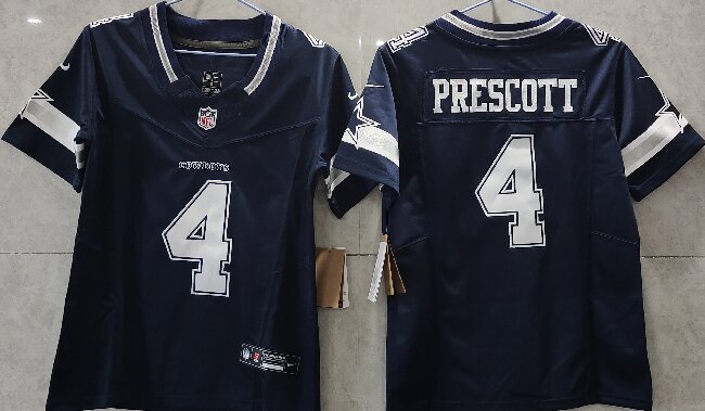 Youth  Dallas Cowboys #4 Dak Prescott   Navy  F.U.S.E. Limited Stitched Jersey(Run Small)