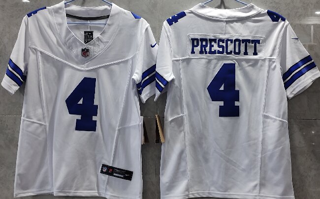 Women's Dallas Cowboys #4 Dak Prescott  White  F.U.S.E. Limited Stitched Jersey(Run Small)