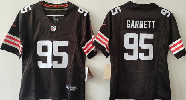 Women's Cleveland Browns #95 Myles Garrett Brown 2024 F.U.S.E Stitched Jersey(Run Small)