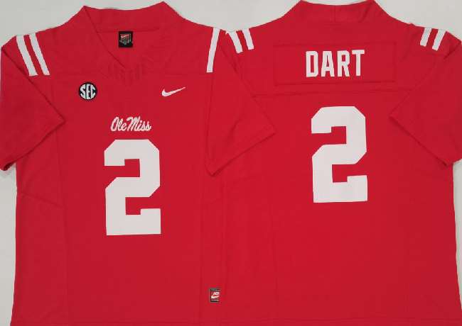 Men's Ole Miss Rebels #2 Jaxson Dart Red 2024 F.U.S.E. Stitched Jersey
