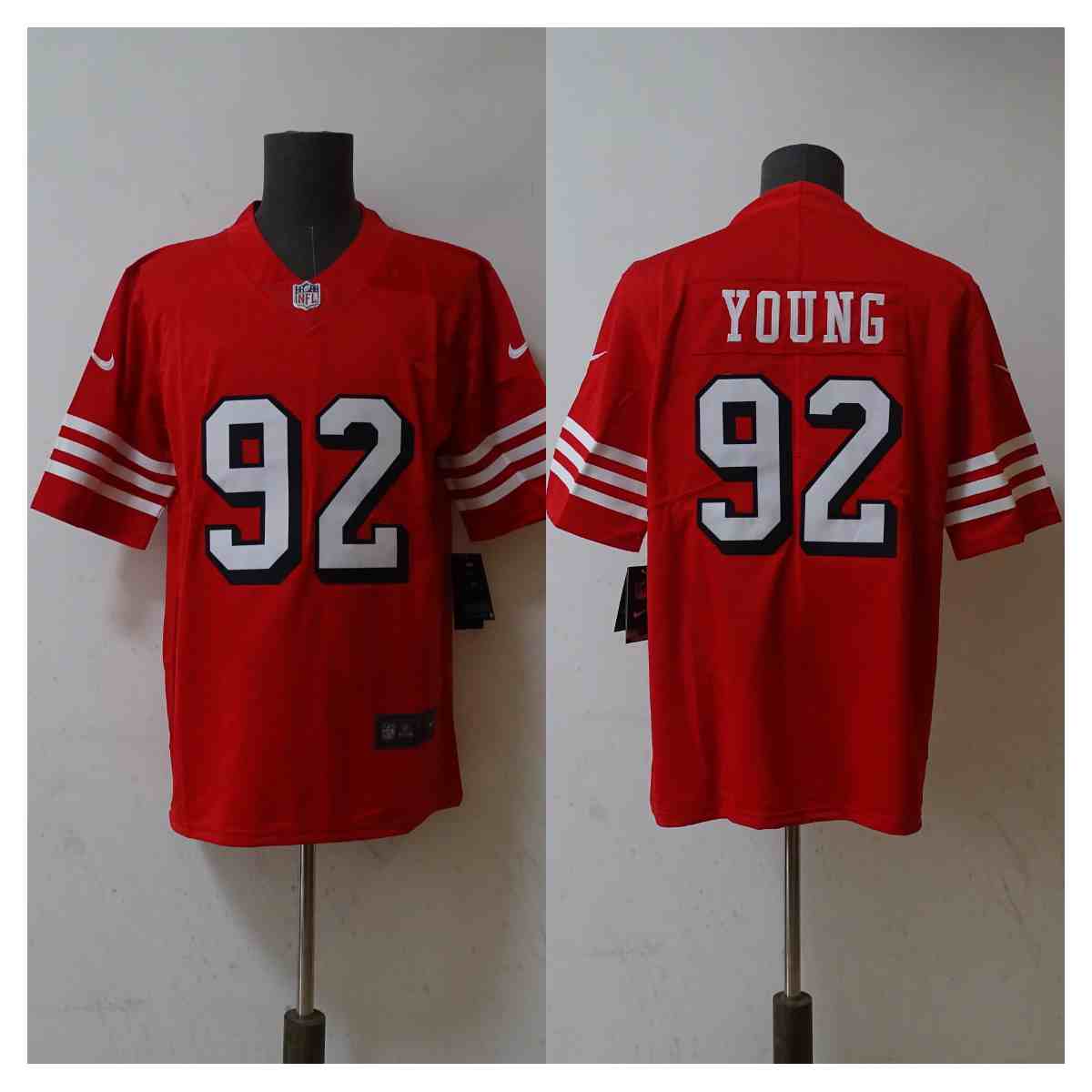 Men's San Francisco 49ers #92 Chase Young New Red 2023 F.U.S.E. Football Stitched Jersey
