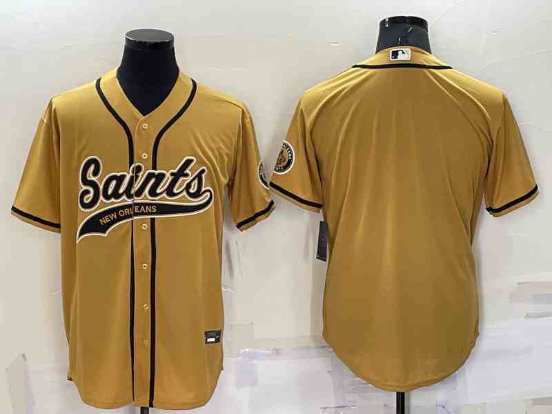Men's New Orleans Saints Blank Gold Stitched Cool Base Nike Baseball Jersey