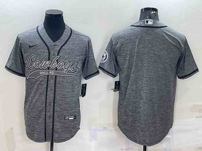 Men's Dallas Cowboys Blank Grey With Patch Cool Base Stitched Baseball Jersey (2)