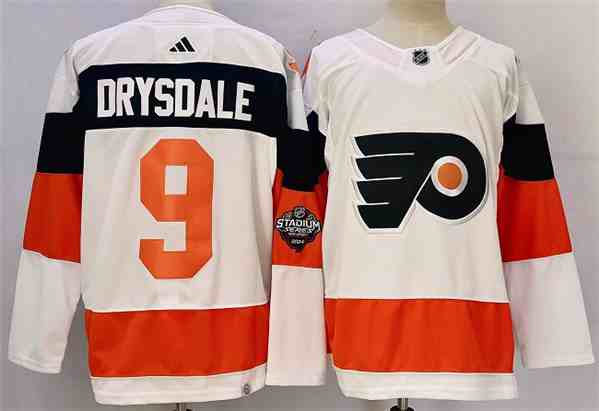 Men's Philadelphia Flyers #9 Jamie Drysdale White 2024 Stadium Series Stitched Jersey
