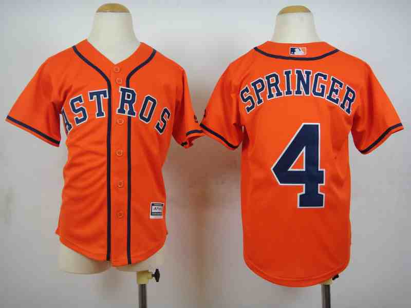 Youth Houston Astros #4 George Springer Orange Youth New Cool Base Jersey