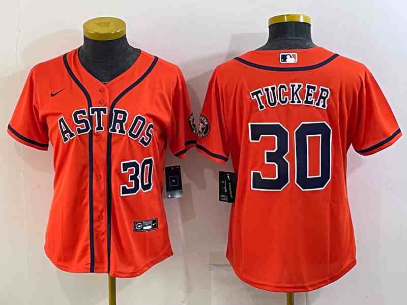 Youth Houston Astros #30 Kyle Tucker Orange Stitched MLB Cool Base Nike Jersey1