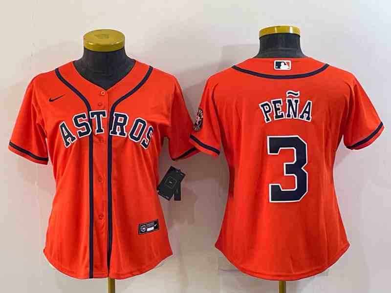Youth Houston Astros #3 Jeremy Pena Orange Stitched MLB Cool Base  Jersey