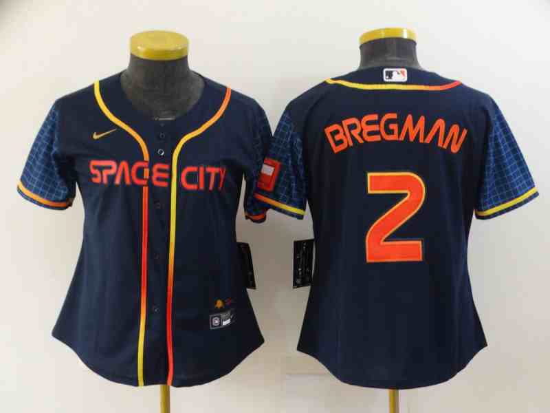 Youth Houston Astros #2 Alex Bregman  Navy Blue City Connect Cool Base Stitched Jersey
