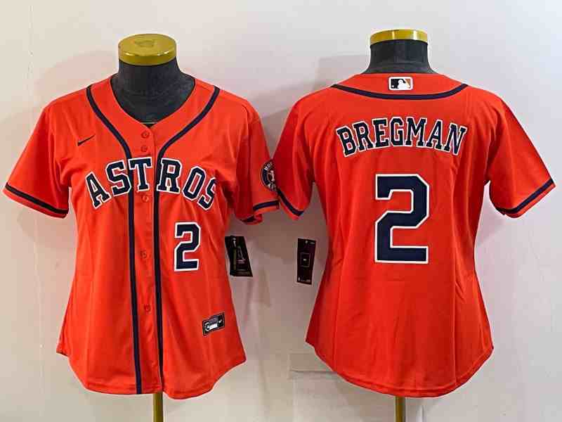 Youth  Houston Astros #2 Alex Bregman Orange Stitched MLB Cool Base Nike Jersey1