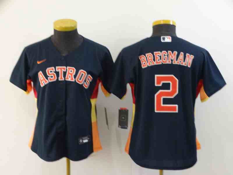 Youth Houston Astros #2 Alex Bregman Navy Women 2020 Nike Cool Base Jersey