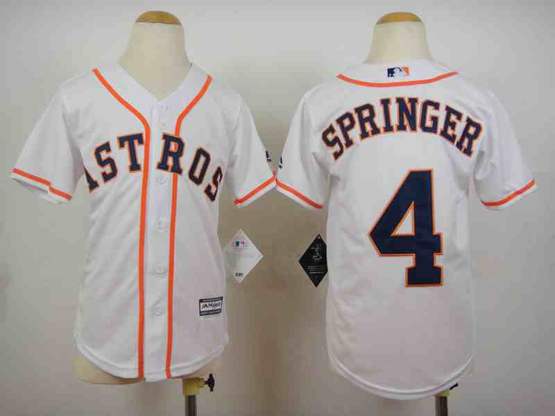 Women's Houston Astros #4 George Springer White Youth New Cool Base Jersey