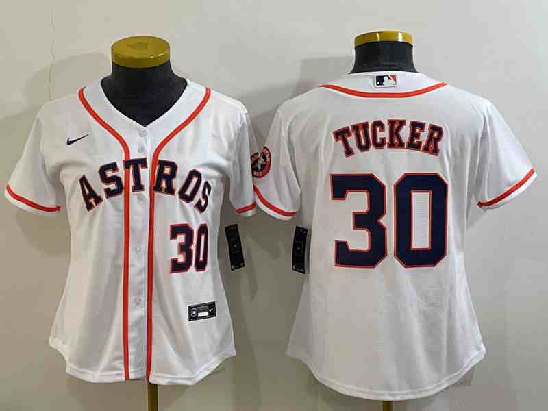 Women's Houston Astros #30 Kyle Tucker White Stitched MLB Cool Base MLB Jersey1
