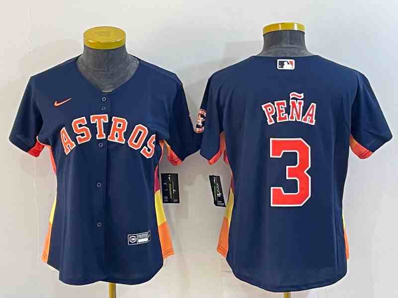 Women's Houston Astros #3  Jeremy Pena Navy Blue Stitched MLB Cool Base Nike Jersey