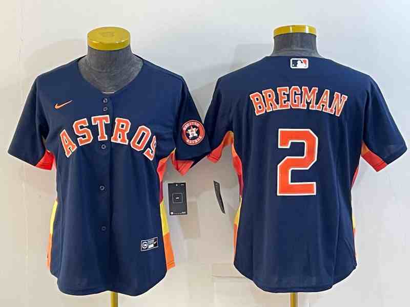 Women's Houston Astros #2 Alex Bregman Navy Blue Stitched MLB Cool Base Nike Jersey