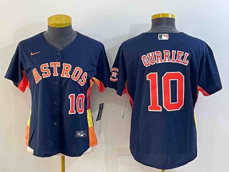 Women's Houston Astros #10 Yuli Gurriel Navy Blue Stitched MLB Cool Base Nike Jersey1