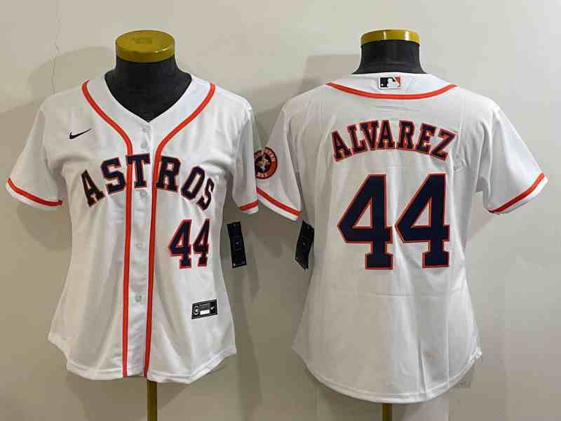 Women's Houston Astros #44 Yordan Alvarez White Stitched MLB Cool Base MLB Jersey1