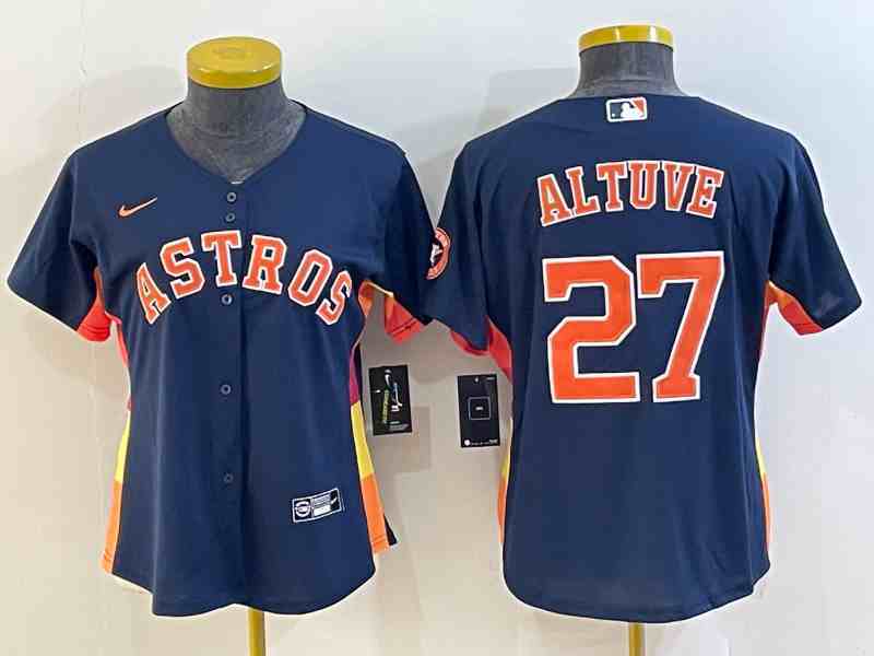 Women's Houston Astros #27 Jose Altuve Navy Blue Stitched MLB Cool Base Nike Jersey