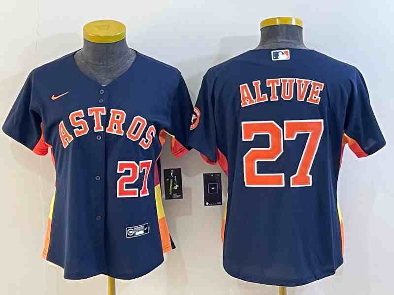 Women's Houston Astros #27 Jose Altuve Navy Blue Stitched MLB Cool Base Nike Jersey1