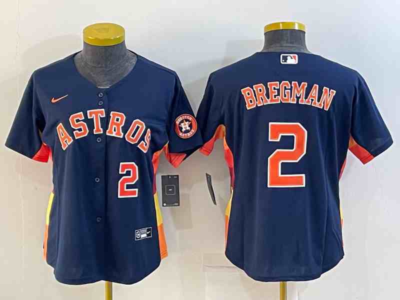 Women's Houston Astros #2 Alex Bregman Navy Blue Stitched MLB Cool Base Nike Jersey1