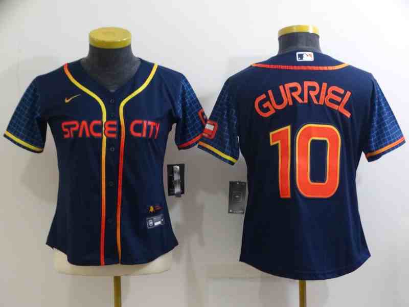 Women's Houston Astros #10 Yuli Gurriel   Navy Blue City Connect Cool Base Stitched Jersey