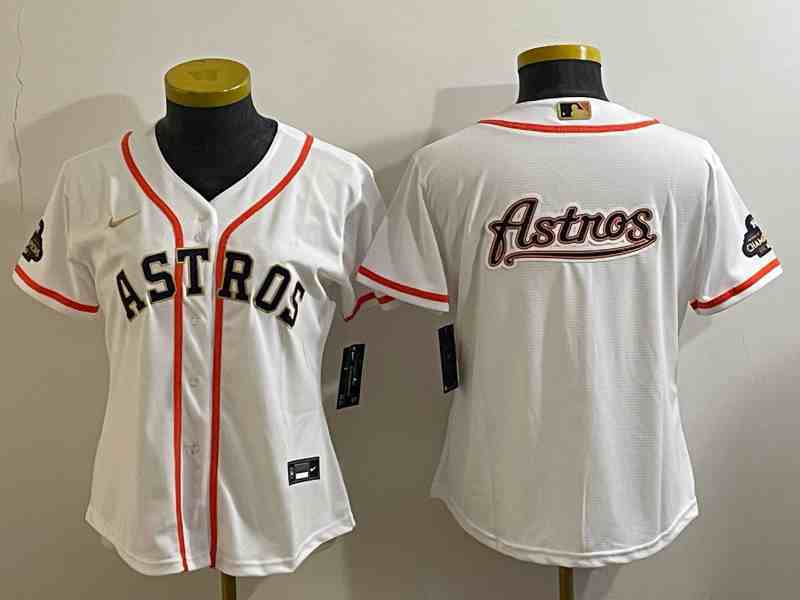 Women's Houston Astros Blank White With Patch Stitched MLB Cool Base Nike Jersey1