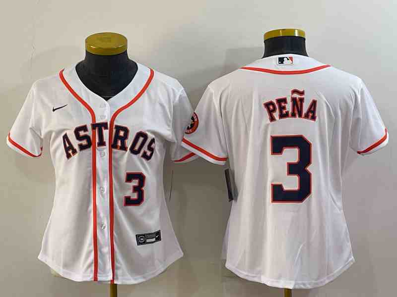 Women's Houston Astros #3 Jeremy Pena White Stitched MLB Cool Base MLB Jersey 1