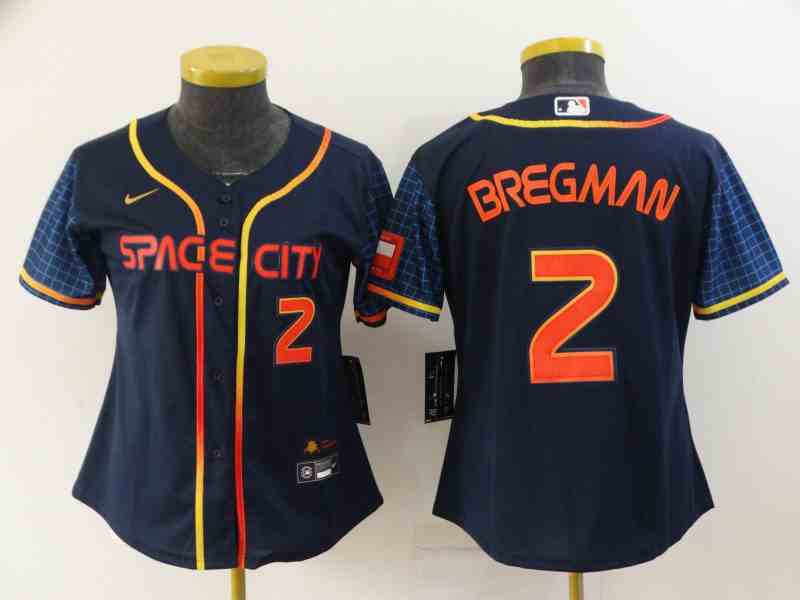 Women's Houston Astros #2 Alex Bregman  Navy Blue City Connect Cool Base Stitched Jersey 1