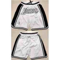 Men Los Angeles Lakers White Shorts Run  Small