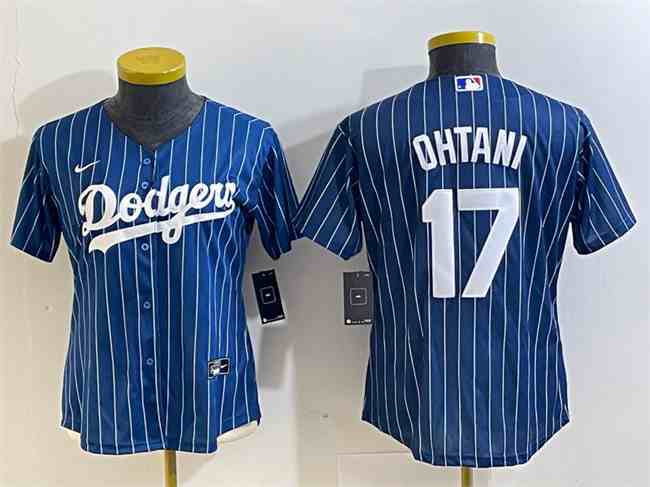 Women's Los Angeles Dodgers #17 Shohei Ohtani Navy Stitched Baseball Jersey