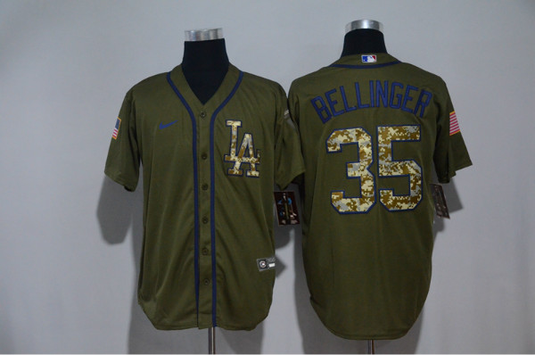 Men's Los Angeles Dodgers #35 Cody Bellinger Olive 2020 Nike Cool Base Jersey