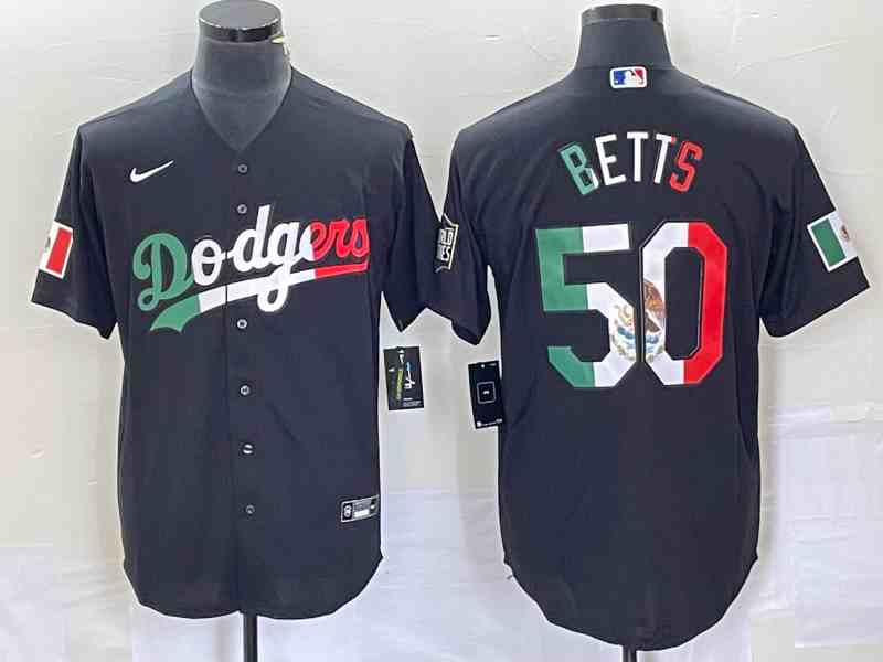 Men's Los Angeles Dodgers #50 Mookie Betts Black Mexico Cool Base Stitched Baseball Jersey