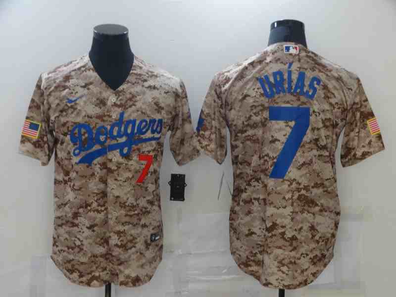 Men's Los Angeles Dodgers #7 Julio Urias 2021 Camo Jersey