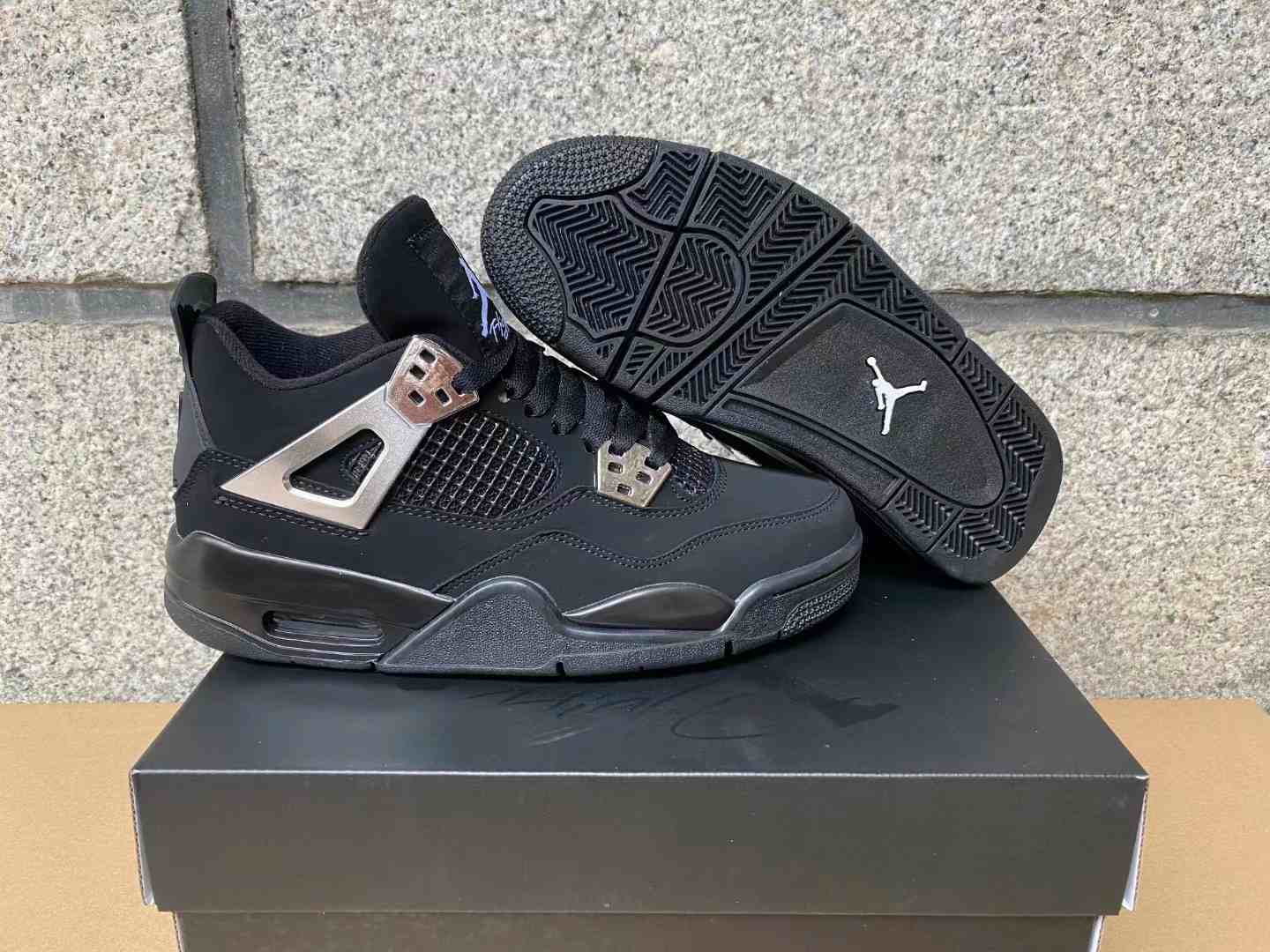 Air Jordan 4 Black Cat Electroplated Silver us5.5-us13 Women's  shoes