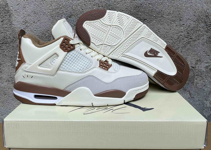 Air Jordan 4  White Brown us5.5-us13 Women's  shoes