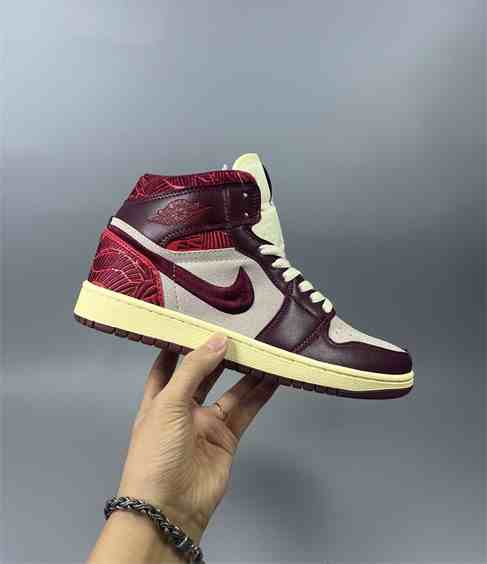 Men's Running Weapon Air Jordan 1 Wine Red White Shoes 0580