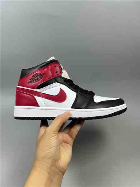 Women's Running Weapon Air Jordan 1 Red Black White Shoes 436