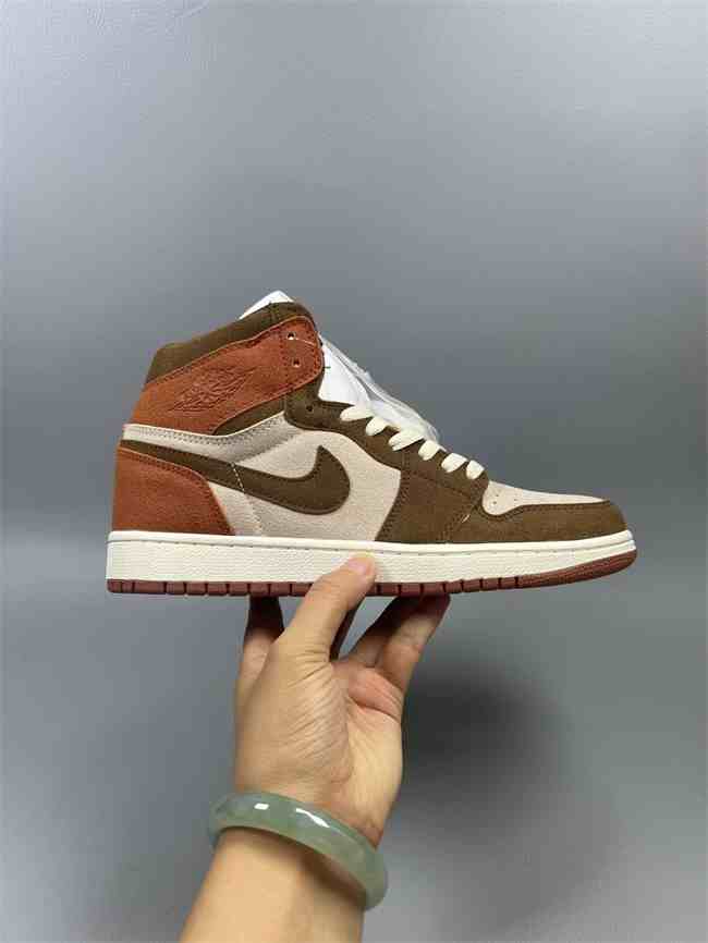 Women's Running Weapon Air Jordan 1 Brown Cream Shoes 441