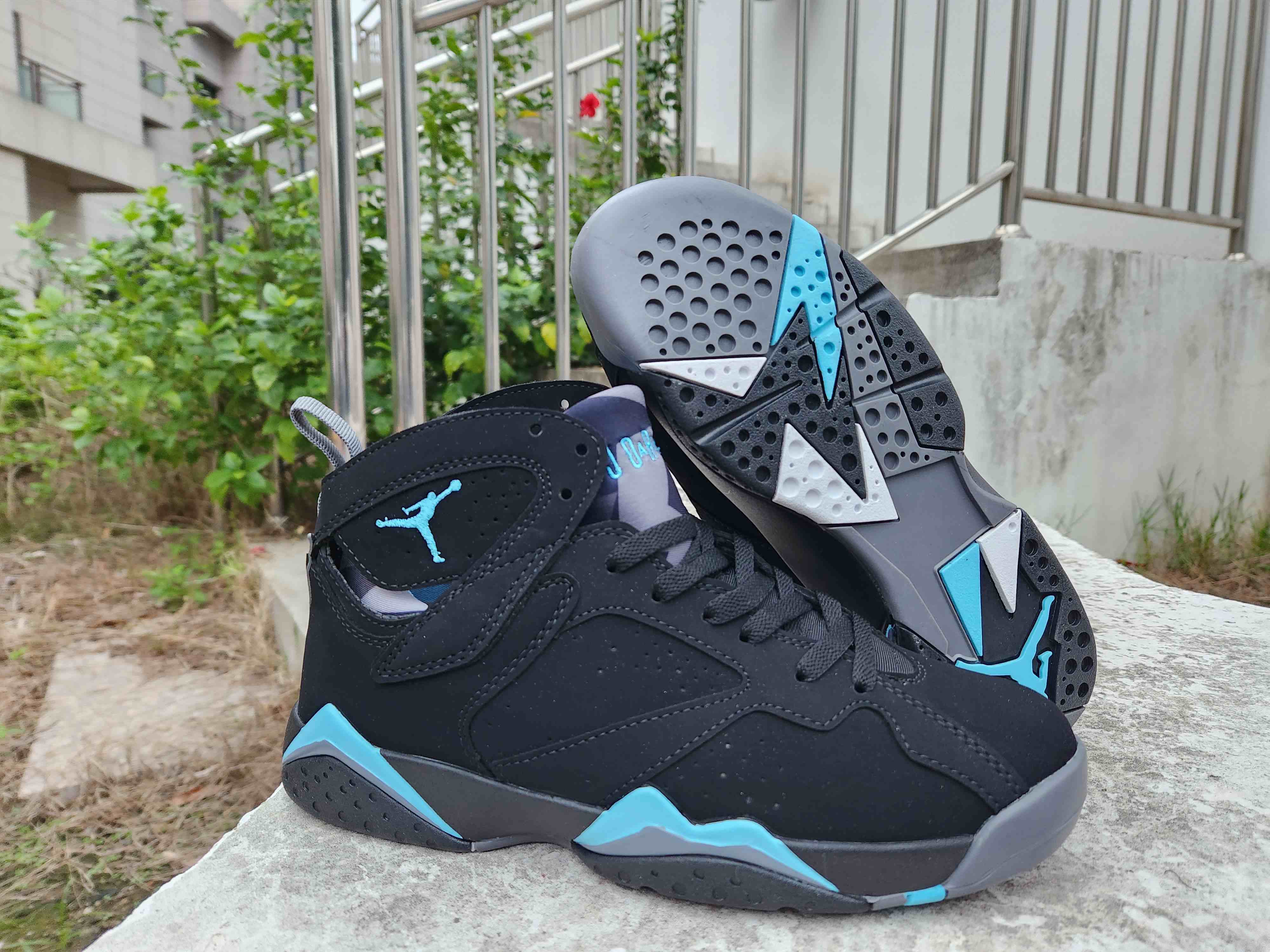 Men's Running Weapon Air Jordan 7 Black Shoes 008