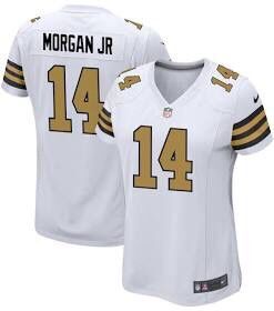 Staley Morgan Jr Women's New Orleans Saints 14 White Alternate Custom  Jersey