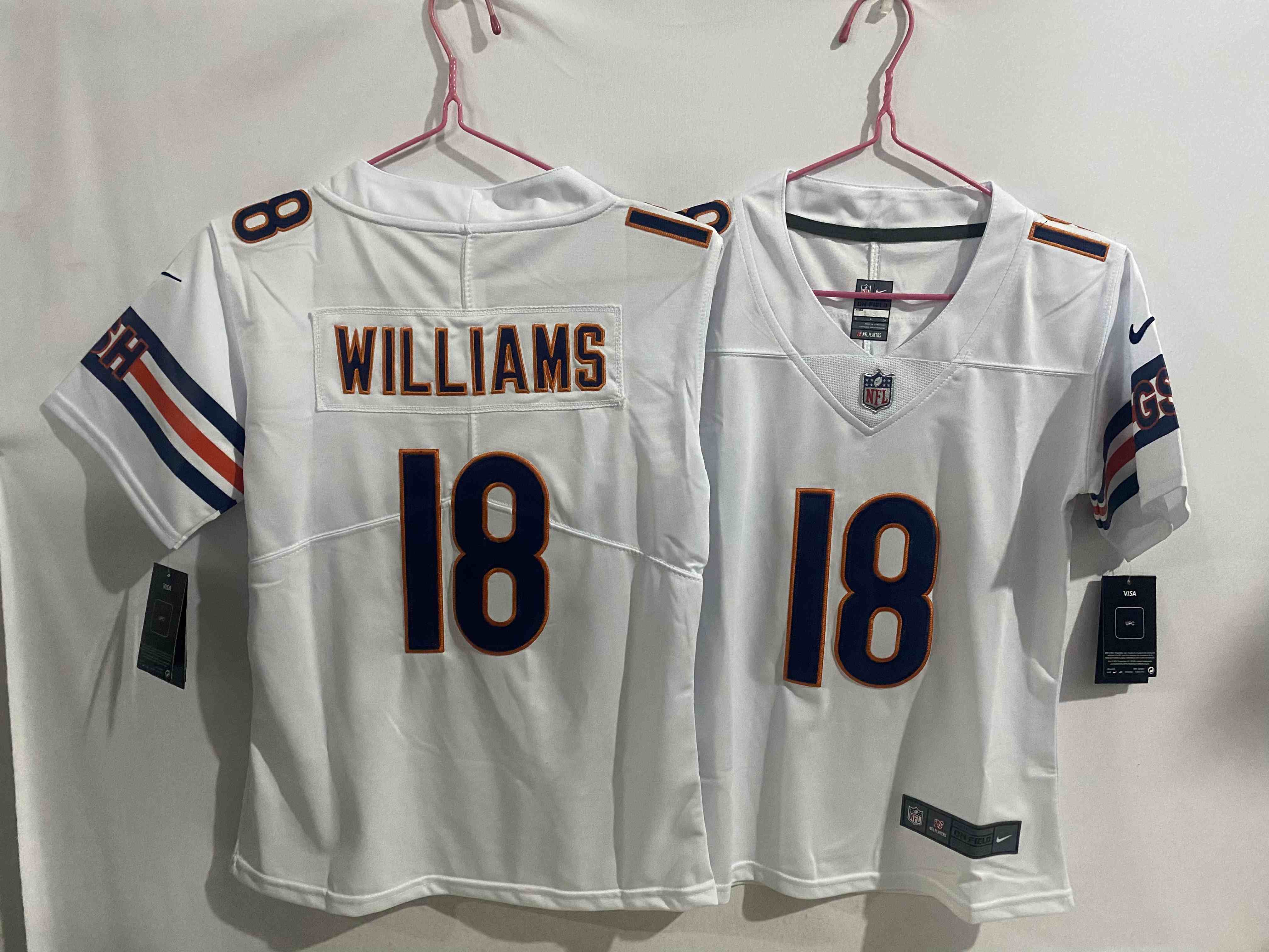 Women's Chicago Bears #18 Caleb Williams White 2024 Draft Vapor Football Stitched Jersey