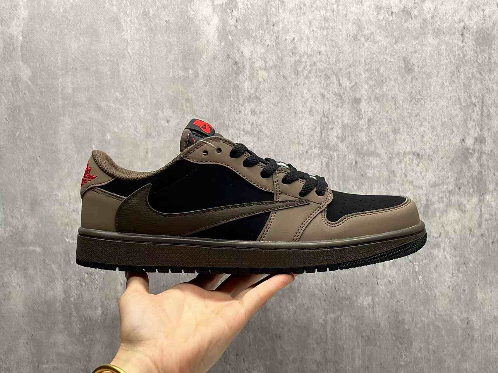 Women's Running Low  Air Jordan 1 Black Brown Oes 0576